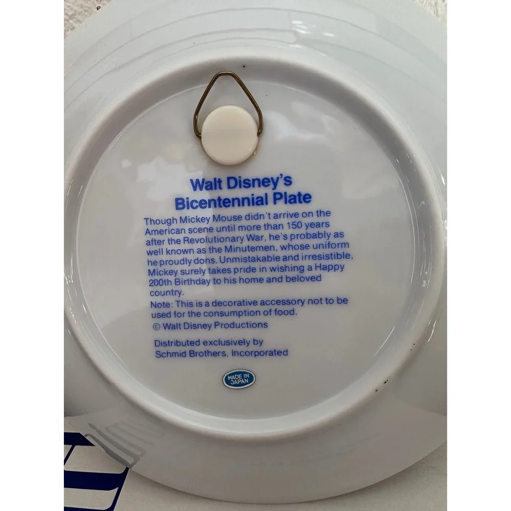Vintage Disney Schmid Mickey Mouse Bicentennial Plate 1776-1976 Limited Edition